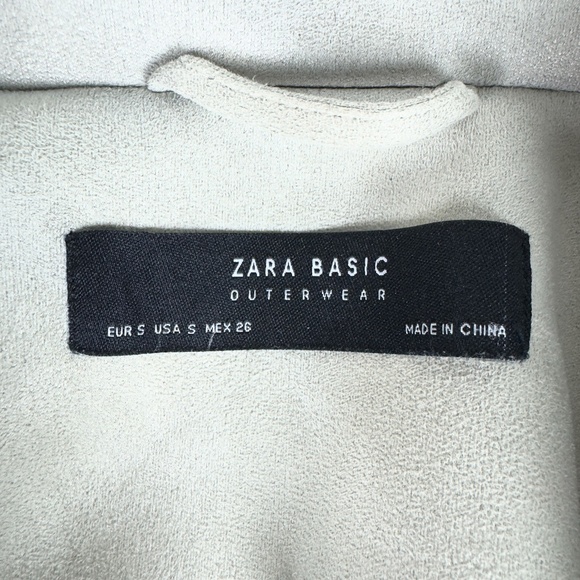 Zara Basic Beige Faux Suede Moto Jacket - Picture 8 of 9